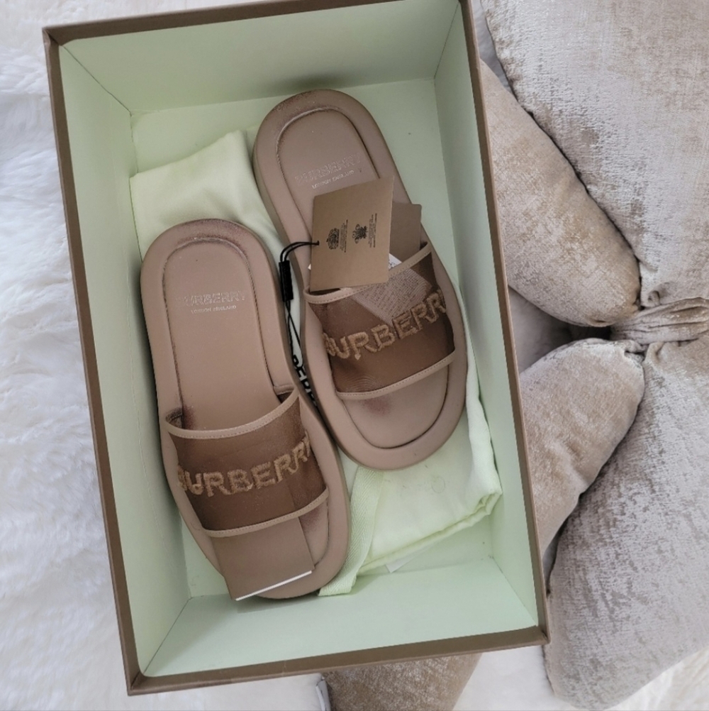 Burberry Brown Slide Sandals